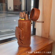 New Retro Leather Cylindrical Zipper Mens Cigar Box From Europe And America Large-Capacity Cigar Moi