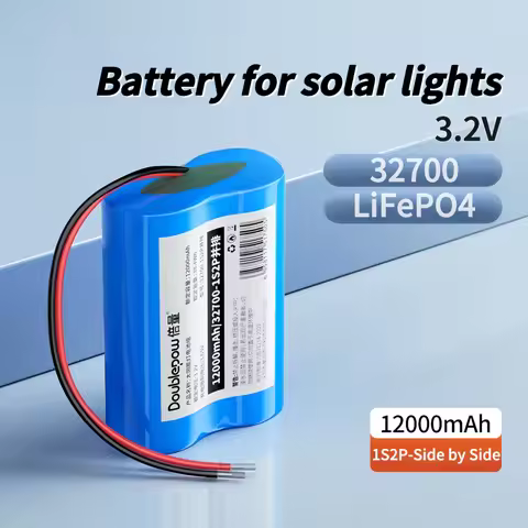 1PCS 32700 LiFePO4 Battery Pack 1S2P 3.2V 12000mAh with Wires for Solar Street Light Electric Wheelc