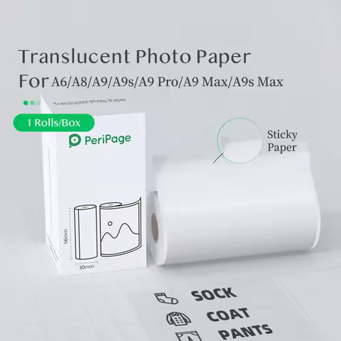 PeriPage Translucent Photo Sticker BPA-Free Adhesive Thermal Paper Roll Sticky Paper Waterproof for 
