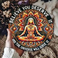 1pc Vintage Style Metal Sign "You Deserve It, The Universe Will Serve It" - Round Metal Wall Art Dec