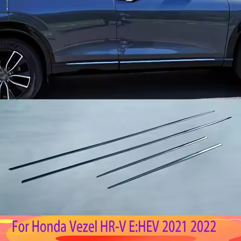 For Honda Vezel HR-V E:HEV 2021 2022 Door Body Side Skirts Molding Strips ABS Chrome Exterior Access