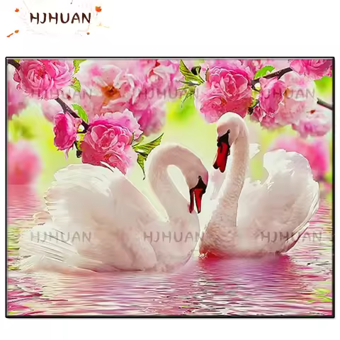 5D DIY Flower, swan, companion Diamond Painting Full Square round diamond Home Decoration gift Embro