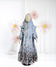Gamis naura babydoll motif bunga daisy anak perempuan usia 3 - 10 tahun / baju gamis ceruty rempel r