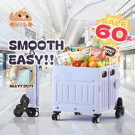 Omilo 100L Trolly Shopping Cart Climber Wheels Large Storage Trolley Easy To Carry Foldable Troli