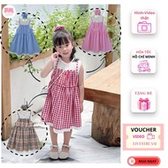 Girls' checkered dress with hair tie AZD566 - Cute checkered dress, cool material, lovely color comb