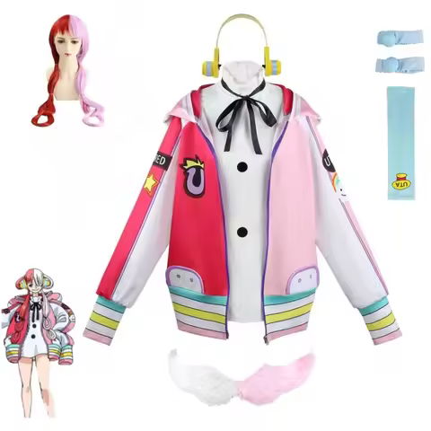 Adult Kids Anime One Piece Uta Cosplay Costume Halloween Party Uta Clothes Wig Jackets Headphones Co