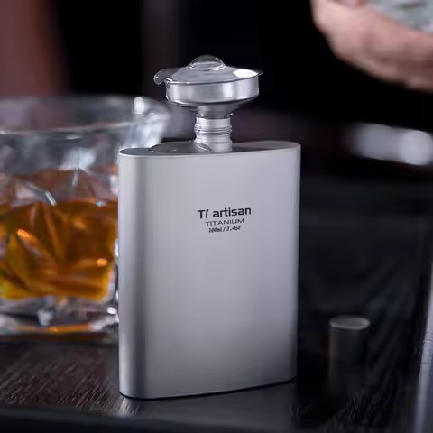 Titanium 100ml Titanium Hip Flask Outdoor Camping Compact Wine Pot Ultralight Pocket Alcohol Whiskey