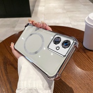 Casing For Motorola Moto G54 Power G84 G64 G52 G82 Magnetic Metal Ring Soft Clear Plating Phone Case