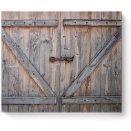 ZOE STORE Canvas Wall Art Printing Wood Grain Wooden Door Lock Giclee Print Stretched Framed Gallery