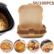 Disposable Air Fryer Tray Paper Liner for Oven Air Fryer Usage / Square Non-stick Air Fryer Paper with Handle for Kitchen Cooking Tool