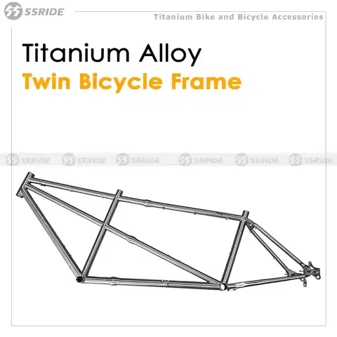 55RIDE Custom Tandem Titanium Gravel Bike Frame , Customized Twin Bicycle Frame with Double Disc Bra