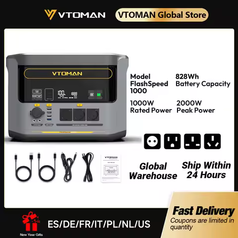 VTOMAN FlashSpeed 1000 Portable Power Station 2000W 828Wh LiFeP04 Battery For Outdoor Camping Tent T