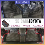 Toyota Wish / Sienta / Avanza 5D Car Floor Rear Front Mat Liner Carpet Anti-Dust Custom Made PU Leat