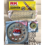 RK TAKASAGO Sprocket Set with Chain SNIPER 150/ SNIPER 155 / R15 (v1/v2) / TFX / SZ (Silver Rear)