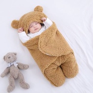 Newborn Baby Hooded Blanket Swaddle Wrap Fleece Cute Bear clothes sleeping bag one-piece outfit