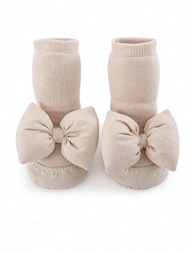 嬰兒蝴蝶結毛絨襯裡襪子鞋(冬天)