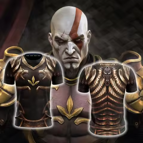 New Game God Of War Armor Cosplay T-shirts 3D Print Men Women Short Sleeve O-Neck t shirt Tops Haraj