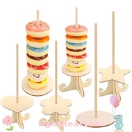 LIGHTHEARTED Wood Donuts Stand Holder, Cute Baby Shower Decor Wooden Donut Rack, Birthday Party Supp