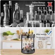 EZSHOPPING NEMMOSI Stainless Steel Kitchen Storage 2 Layer Rotating Spice Rack - NM2| |