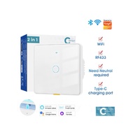 SMATRUL White Smart Touch Switch 1 Gang 110-240V Type C Charging Port Timing Voice App Google Home T