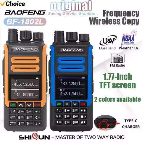 Baofeng BF-1802L Walkie Talkie Wireless copy frequeny Type-C NOAA 999CH BF-H7 5W FM High Capacity Lo