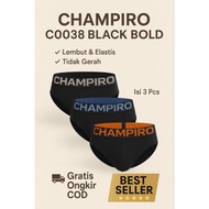 [Pay Later Available] Champiro Men's Underwear C0338 Black Bold Brief | Soft & Elastic | Size S-XL |