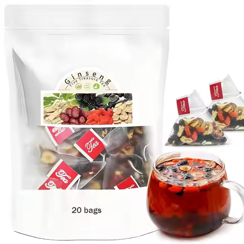 Ginseng Five Treasure Tea Natural Energy Boost Immune Support Herbal Wellness Traditional Organic Bl
