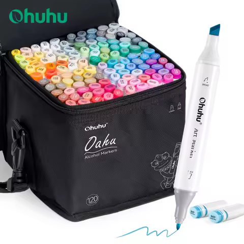 Ohuhu Oahu 120 Colors Marker Pen Set Alcohol Art Markers Dual Tips Felt Pen Sketching Drawing Graffi