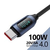 100W Fast Charging Type C to Type C Cable LED Displaying 66W USB-C Charger Cable Data Wire