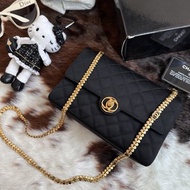 CHANEL 香奈兒 黑色 緞面肩背包