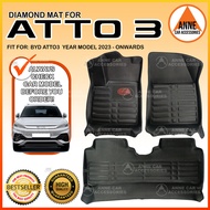 TPE Carbon Fiber / 5D Diamond Deep Dish Matting for BYD Atto 3 / 2023 2024 2025 Car Floor Matt
