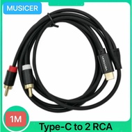 MUSICER 1M Type C To RCA Audio Cable 2 RCA Aux Cord Converter USB C Audio Line For Laptop Mobile Pho