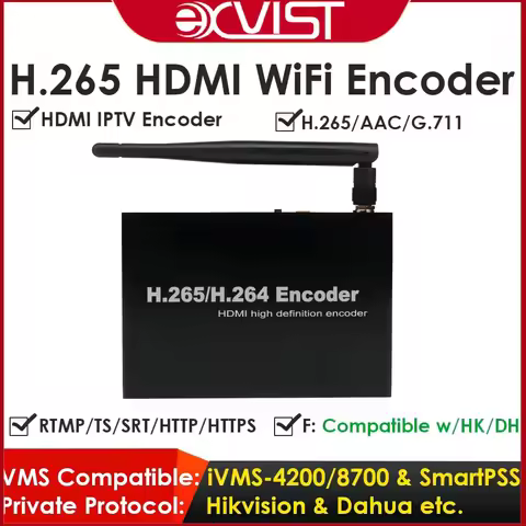 HDMI WiFi Encoder 1080P, H.265/H.264 ONVIF/HK Compatible, 24/7 Reliable Live Streaming, RTMP Push to