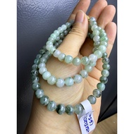 Chain wrapped with three Myanmar jade, type A, glutinous on ice, 6.5mm green flying flower