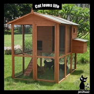 Outdoor solid wood chicken cage chicken coop villa rabbit cage rabbit villa cat house cat cage rainp