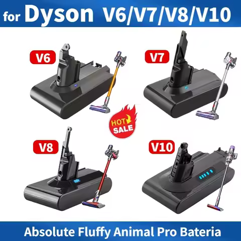 8000mAh 21.6V/25.2V for Dyson V6 V7 V8 V10 series Vacuum Cleaner Battery for Dyson SV10 SV09 Absolut