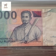 uang kuno 1000 rupiah edisi pattimura tahun 2000/2001 nomor seri x replacement dan urut cantik canti