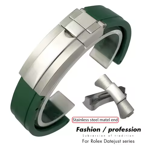 20mm 21mm Rubber Silicone Watchband for Rolex Datejust 41mm Sliding Adjustable Buckle Customized Wat