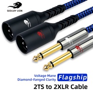 GOLLEY LION Dual 1/4 TS เป็น Dual XLR สายออดิโอ2X6.35มม. ถึง2 XLR ตัวผู้ Y ตัวแยกเสียงสายเคเบิลเสริม