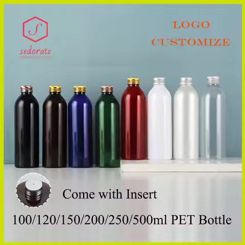 20pcs 100ML Round PET Bottle With Aluminum Screw Lid 120ML 200ML 250ML Lotion Refillable Bottle Inse