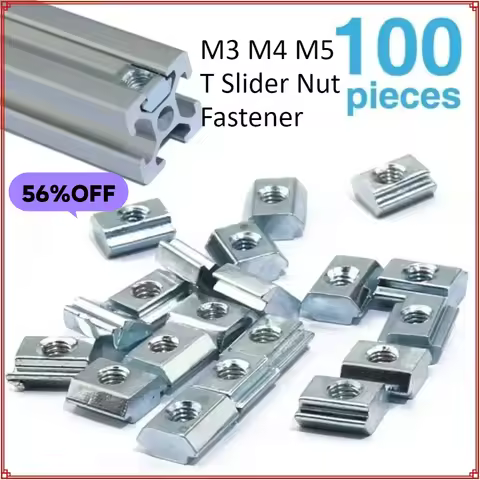 100pcs/set 2020 M3 M4 M5 T Slide Nut Fastener Galvanized T-Slot Nuts for 20 Series Aluminum Extrusio