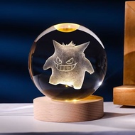 Pokemon Crystal Ball 3D Pikachu Gengar Mewtwo ฐานโคมไฟ Pokeball คริสตัล Pokemon Glass Ball รูป Night