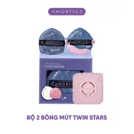 Bông mút Amortals TWIN STARS mút đánh nền thoáng khí đàn hồi cao kèm hộp đựng Cosmetic Mỹ Phẩm Nữ