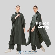 HIJAU Plain Raincoat Army Green Bat Poncho Thick Material Anti-Seepage Waterproof Outdoor Raincoat