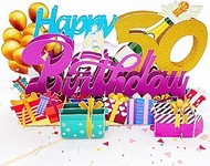 Liif 50th Birthday 3D Greeting Pop Up Card, Happy 50th Birthday Card For Women, Men