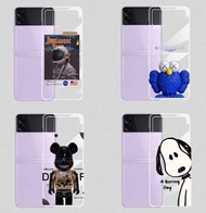 包郵 Z Flip3 Samsung Z Flip phone case💕 Snoopy Bearbrick Kaws 太空人 史努比💕三星透明款手機殼
