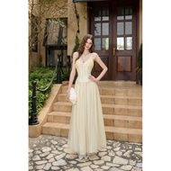 AMELIE - Elegant 2-strap long dress with bow - Lusha dress Ame406