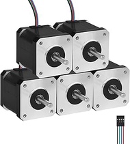 5Pack Nema 17 Stepper Motor 1.8‌°‌ 2 Phase High Torque 0.6Nm(84.97oz·in) Bipolar 42x47mm 2.3A 1.6Ω 4