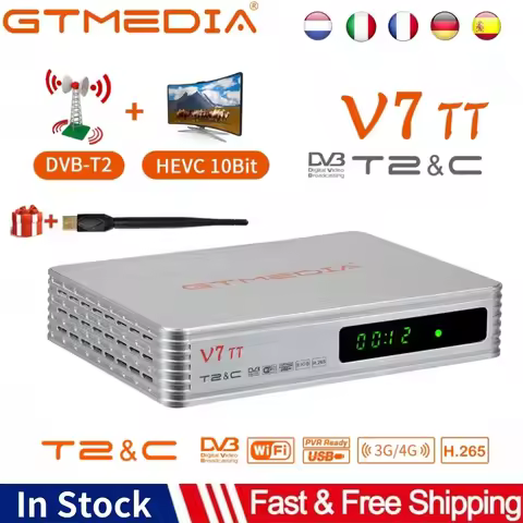 GTMEDIA V7 TT DVB-T/T2/DVB-C TV Receiver Terrestrial Signal TV Box With USB WIFI Decoder Support H.2