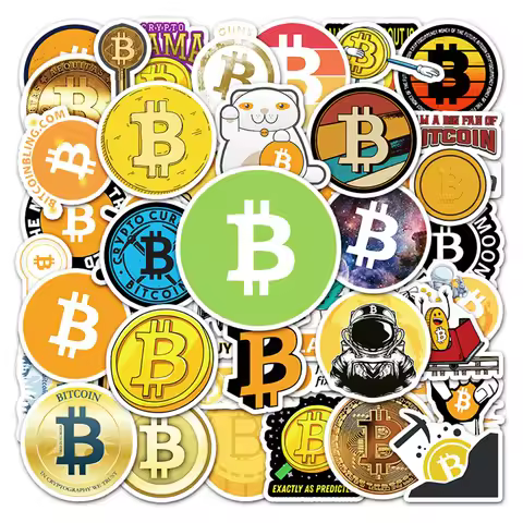 10/30/50pcs Bitcoin Encrypted Virtual Currency BTC Stickers Decal Kids Toys DIY Laptop Skateboard Lu